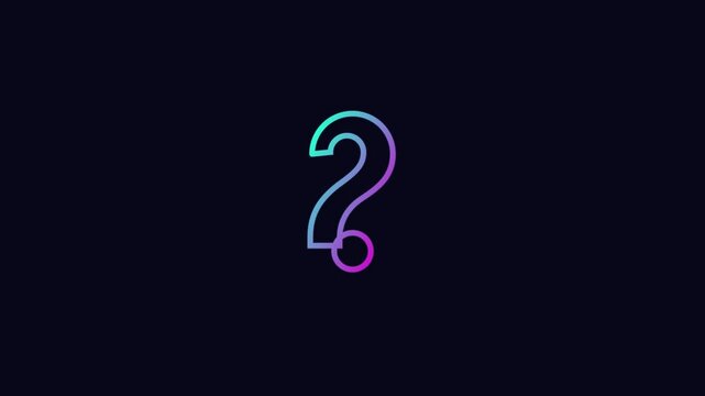 Animated gradient question mark on dark animation 4k background, for digital interface, and faq concepts