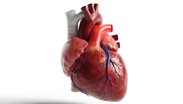 Detailed Human Heart Anatomy Model Isolated on White Background Medical Anatomical Organ Sculpture for Education and Healthcare Concepts, Realistic human heart isolated PNG