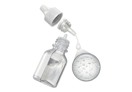 Detailed 3D Scientific Render of Fluorometholone Steroid Ophthalmic Drop Suspension, Suitable for Science Education, Isolated on White Background