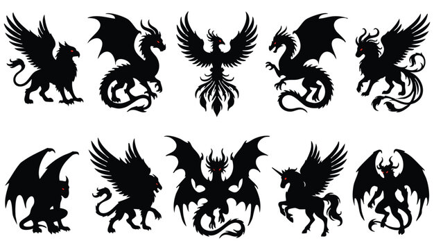 Dark Demonic Winged Creatures Vector Image