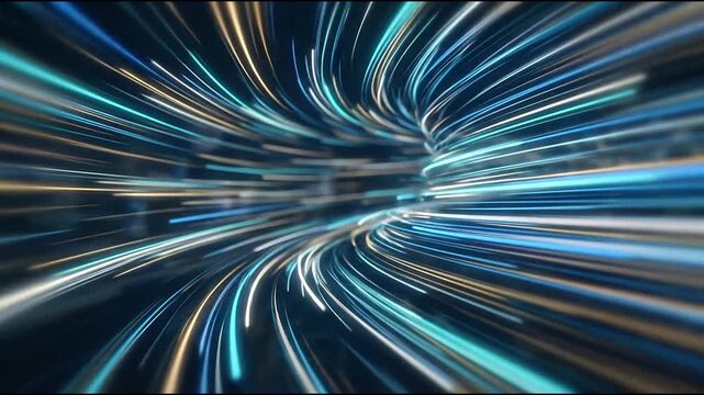light trails, blue and gold streaks, abstract motion background