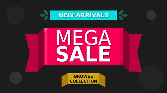 Vector graphic illustration of a mega sale advertisement with banner