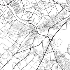 Obraz premium A detailed New Brunswick New Jersey. map illustration shows city streets and roads in a landscape view