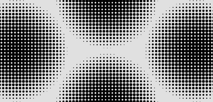 Halftone gradient. Dotted gradient, smooth dots spraying and halftones dot background seamless horizontal geometric pattern vector template set. unique dots modern circles