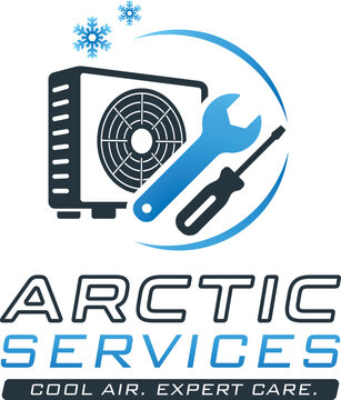W&auml;rmepumpen und Klimatechnik Logo mit Werkzeug und Klimager&auml;t Symbol