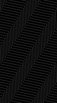 Simple grayscale zig zag lines pattern background with 3D optical illusion isometric effect. Full HD and looping vertical animation.