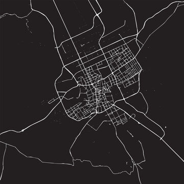 Detailed riyadh  map illustration shows city streets and layout at night