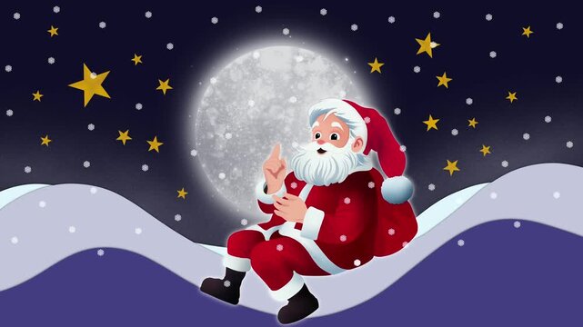 santa claus with christmas gifts vector art background video 