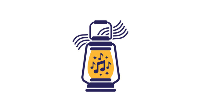 Musical notes coming out of radio.