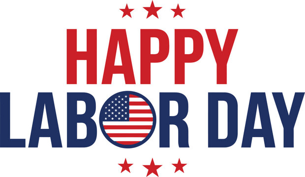 Happy labor day greeting with american flag design