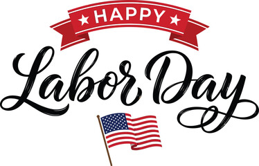 Happy labor day elegant calligraphy design with american flag holiday greetings © NASIMA