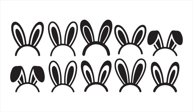 Bunny Face Vector Collection with Minimal Rabbit Silhouettes for Mascot and Logo Design