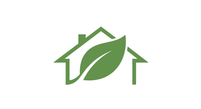 Eco Friendly Home Icon Green Leaf House Sustainable Living
