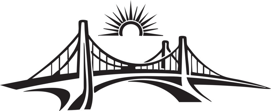 Black bridge with sun illustration