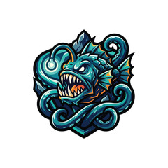 Obraz premium Angry fish head with sharp teeth.
