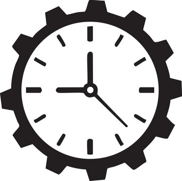 Gear clock icon, time and mechanics symbol