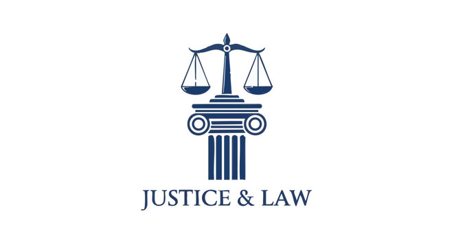 Law and justice logo with scales on column