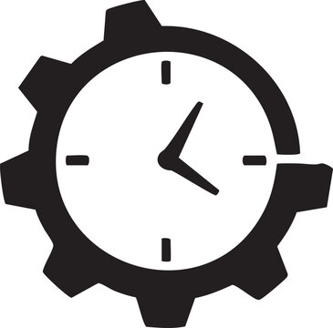 Gear clock icon for business and productivity concepts