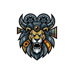 Fototapeta premium Robot Lion Head Illustration Design.
