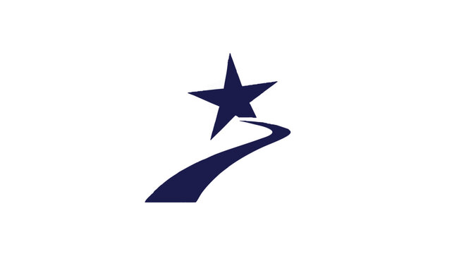 Dark Blue Star Logo with Abstract Line