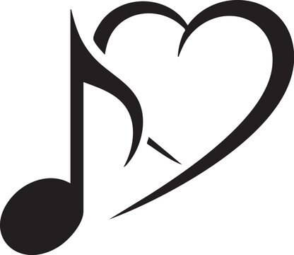 Music Note Heart Symbol, Love Music Icon
