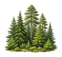Obraz premium PNG Lush evergreen forest illustration