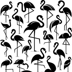 Obraz premium Elegant Tropical Flamingo Silhouette Minimal Shape Illustration Vector