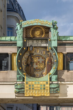ancient Anker clock - Ankeruhr- on Hoher markt square in art nouveau style, Vienna