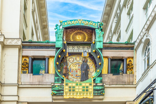 Ancient Anker clock - Ankeruhr- on Hoher markt square in art nouveau style, Vienna