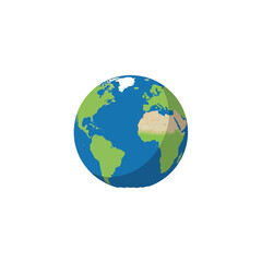 Fototapeta premium Flat Vector Illustration of Earth Globe on White Background