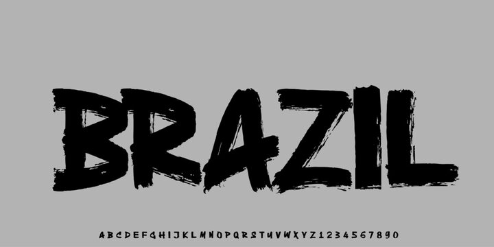 Brazil Bold brush vector font. Alphabet handmade brush with uppercase and lowercase.	
