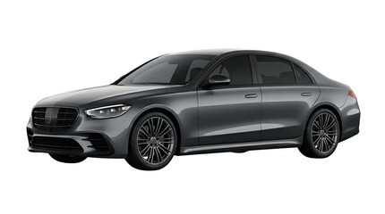 Fototapeta premium A sleek gray mercedesbenz sedan with black wheels and grill isolated on transparent background