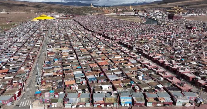 Aerial view of yaqing Temple in Ganzi County, Sichuan province,China