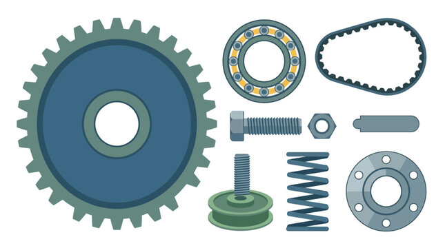 Industrial Mechanical Parts: Gear, Bearing, Bolt, Spring, Belt, Pulley, Flange