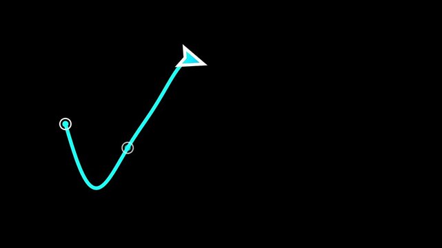 animation of a fluctuating blue waveform with circular nodes and an arrow