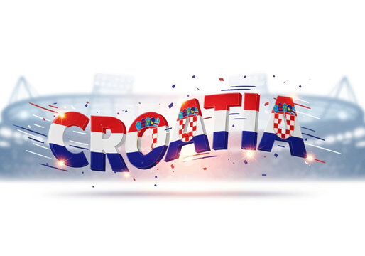 Croatia Word Text Banner Flag.