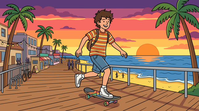 vector semi-realistic cartoon illustration of optimistic person starting fresh new chapter in life with excitement