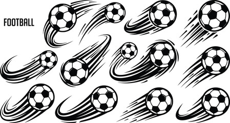 Black and white football icons with motion trails © Mst. Taslima Akhter