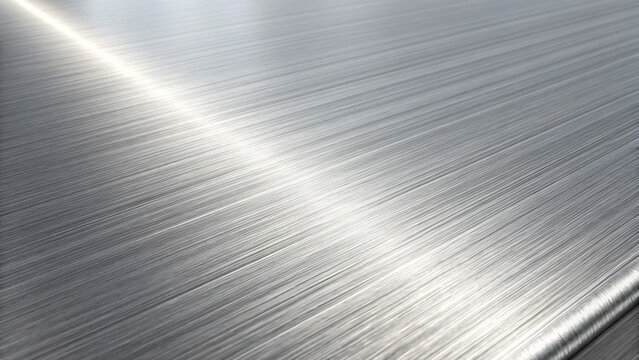 Close-up of brushed metal surface with light reflection