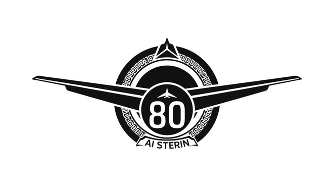 80th Anniversary Aviation Emblem with Winged Badge Design