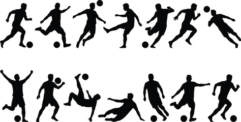 Black silhouettes of soccer players in various actions © SHOFIQUL