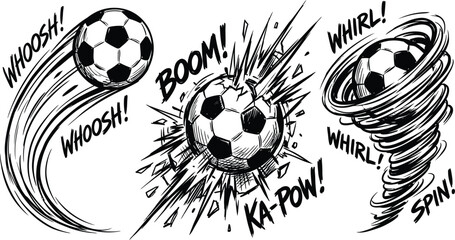Soccer balls in comic book style with effects © SHOFIQUL