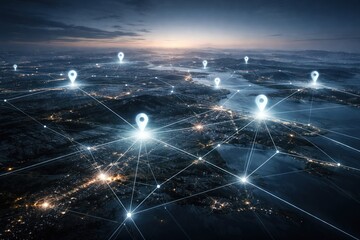 Naklejka premium Global network connectivity visualization.