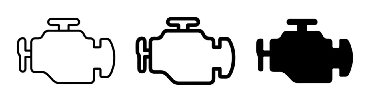 Engine, check, warning, light, icons, symbols, vector