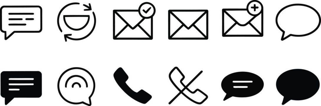 Set of modern 3D email and communication web icons envelope mail message contact symbol vector illustration for website design button interface business internet