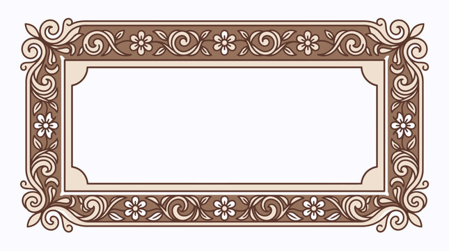 Elegant brown rectangular frame with floral border pattern.