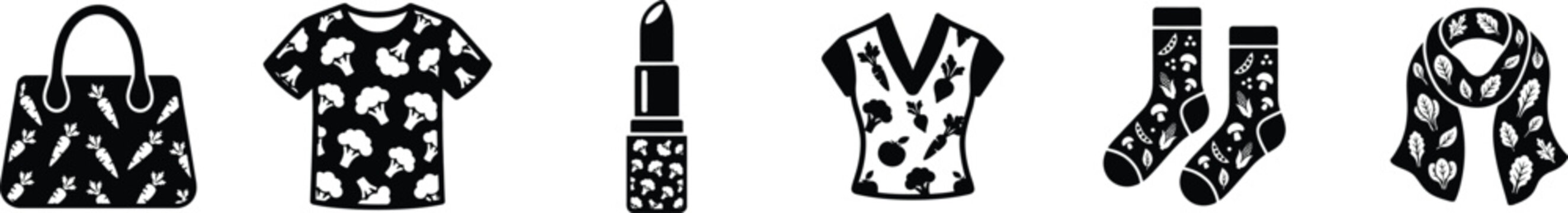 Black and white fashion accessories and clothing