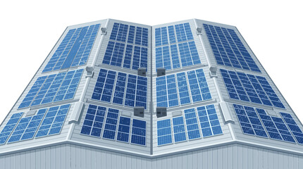 Obraz premium Modern Solar Panels Array on Rooftop for Sustainable Energy Generation