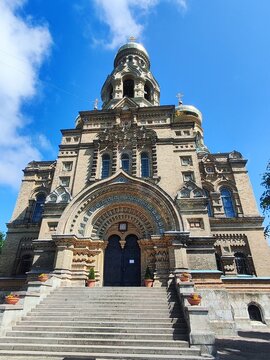 Grand religious architecture: low-angle view of an ornate church, Liepaja, Latvia