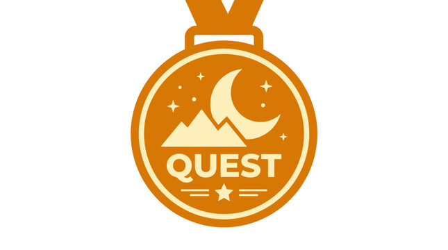Bronze quest award medal with moon and mountain peaks.